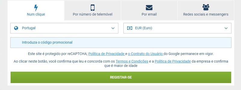 1xbet registro para num clique